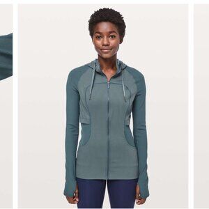 Lululemon Dance Studio Jacket Rib Sleeve Reversible Petrol Blue size 6